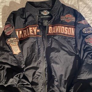 Harley-Davidson Black Bomber Jacket with Orange Accents
